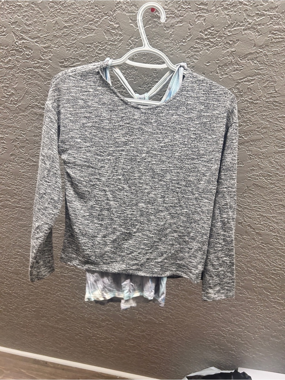 Justice Girls Gray Long Sleeve Layered Top